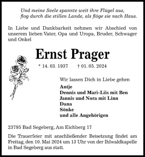 Traueranzeigen Von Ernst Prager Trauer Anzeigen De