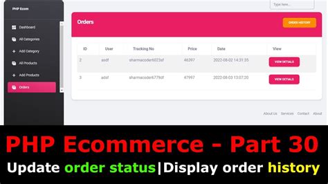 Php Ecom Part How To Display And Update Order Status From Admin