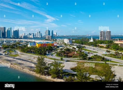 Aerial View Of Miami Beach With Highway In Foreground Stock Photo Alamy