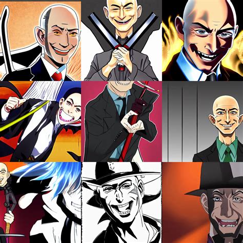 Cel Shaded Anime Jeff Bezos Evil Holding A Katana Stable Diffusion