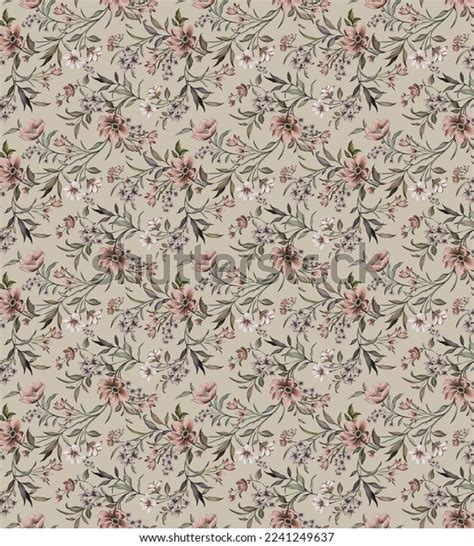 Mughal Arts Flowers Borders Textile Digital Stock Illustration