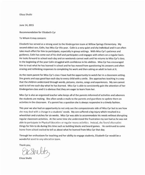 30 Parent Letter Of Recommendation Example Document Template