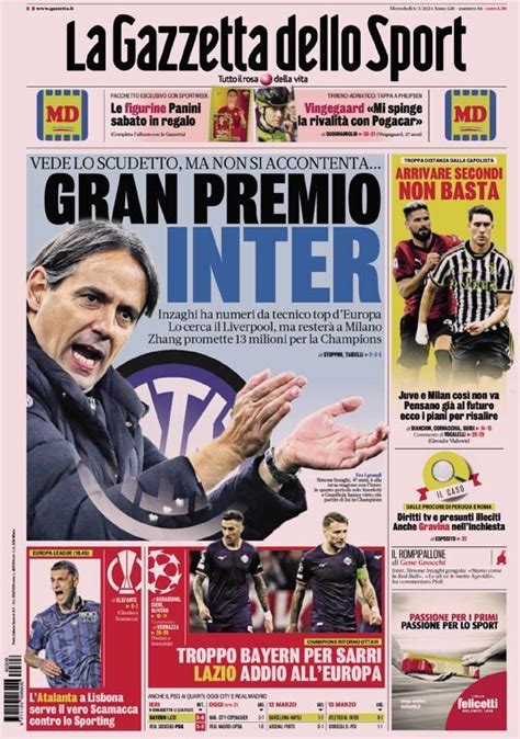 Capa La Gazzeta Dello Sport 6 Março 2024 Capasjornaispt