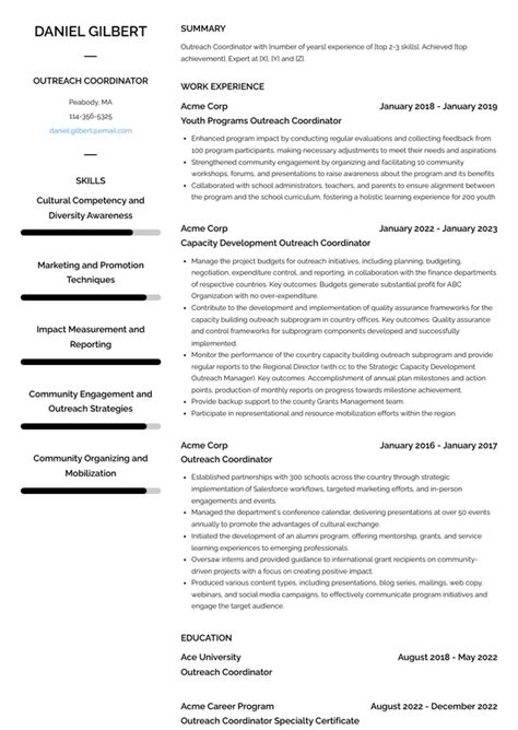 Outreach Coordinator Resume Examples And Templates