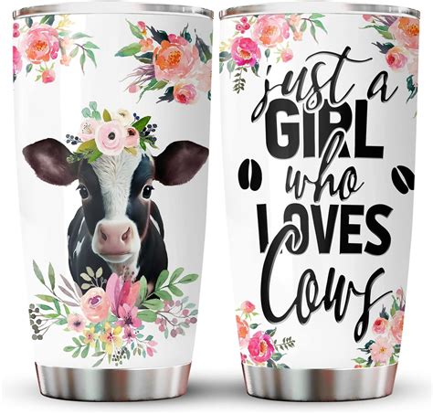 Cow Christmas Ts For Cow Lovers Cow Tumbler With Lid 20oz Stainless Steel Just A Girl Who