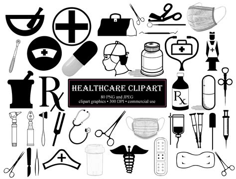 Medical Healthcare Silhouette Clipart Icons Clip Art Nurses Etsy