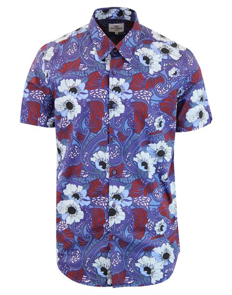 Ben Sherman Mens Retro 60s Mod Soul Power Floral Shirt