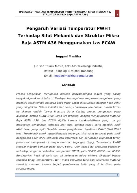 Docx Pengaruh Variasi Temperatur Pwht Terhadap Sifat Mekanik Dan