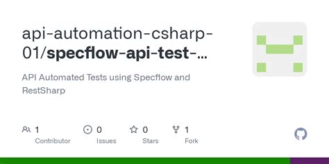 GitHub Api Automation Csharp 01 Specflow Api Test Samples API