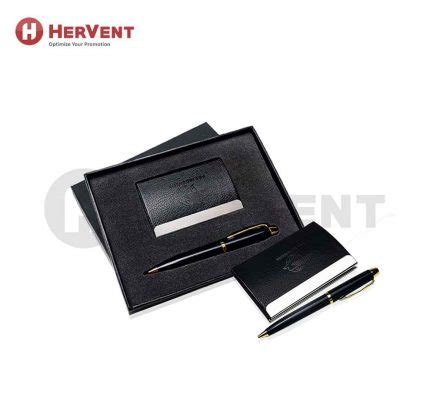 Paket Souvenir 1 Card Holder Pulpen Metal 24 Hardbox Hervent