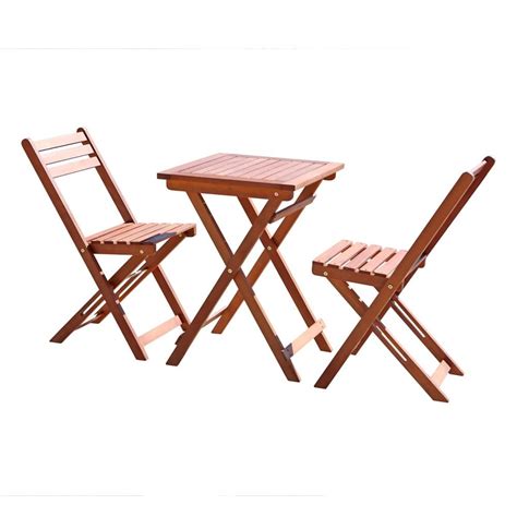 Vifah Malibu 3-Piece Outdoor Wooden Patio Bistro Set | The Home Depot ...