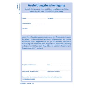 MOFA Ausbildungsbescheinigung MOBIL Verlag Individuell Preiswert