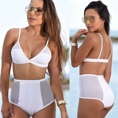 Cintura Alta Mulheres Bikini Set Acolchoado Bra Swimwear Swimsuit Mai