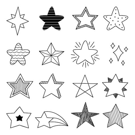 Premium Vector | Hand drawn set of stars doodle vector illustration isolated on white background