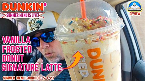 Dunkin® Vanilla Frosted Donut Signature Latte Review 🍩 Summer Menu ☀️ Theendorsement Youtube