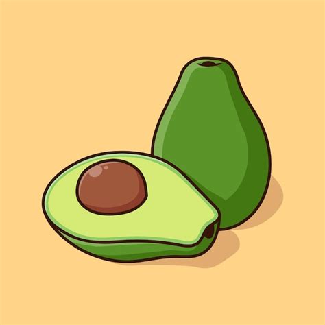 Vector De Dibujos Animados De Aguacate Aislado Vector Premium