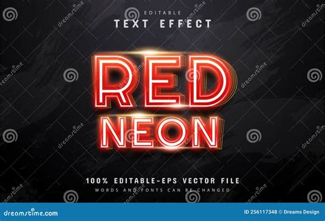 Red Neon Text Effect Stock Vector Illustration Of Background