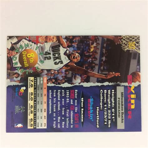 Vin Baker 1993 94 Topps Stadium Club Rookie Card 307 NBA Milwaukee