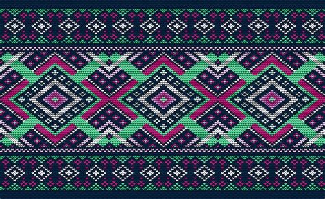 Premium Vector Vector Cross Stitch Square Background Knitted Ethnic