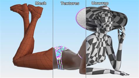 Pose De Mentira De Mujer De Piel Oscura Bikini Modelo D Max Ma Lxo Obj Fbx C D