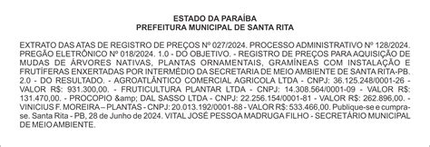 Prefeitura Municipal De Santa Rita Extrato Das Atas De Registro De