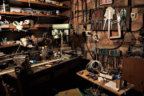 Desktop and Tools in the Garage Workshop Editorial Photo - Image of ...