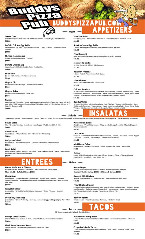 MENU – Buddys Pizza Pub
