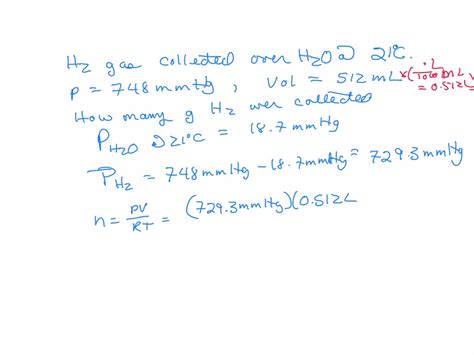 Solved A Sample Of Hydrogen Gas Was Collected Over Water At Degrees