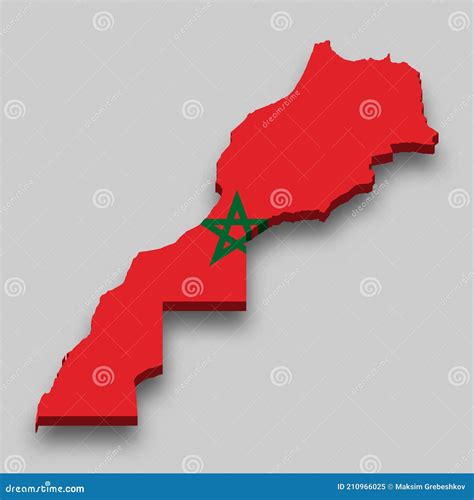 3d Isometric Map Of Morocco With National Flag Stock Vector