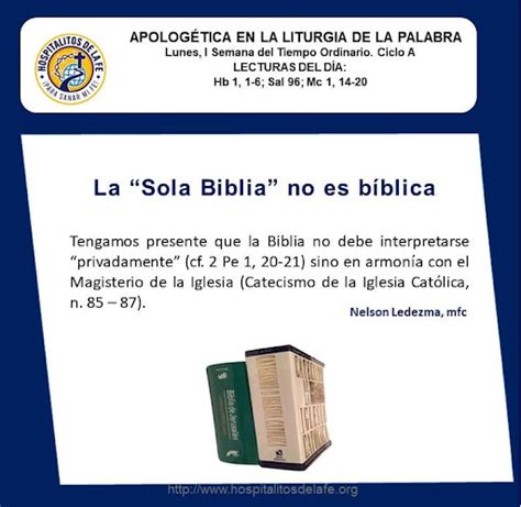 La sola Biblia no es bíblica Hospitalitos de la Fe Para Sanar mi Fe