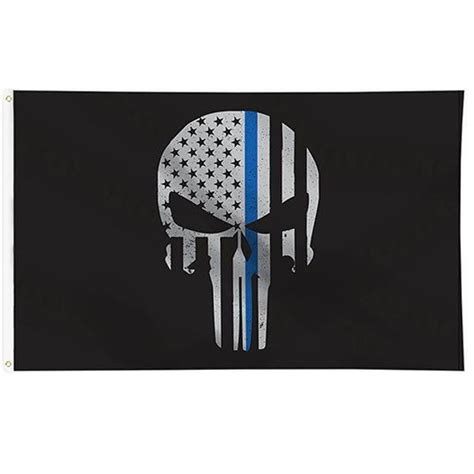 Thin Blue Line Punisher Flag 3x5 Feet with Grommets – Back Your Hero™