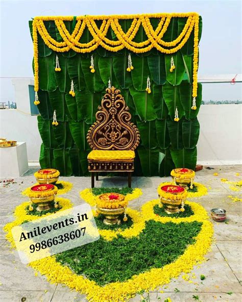 Excellent Haldi Decoration With Banana Leaf Anil Events Bangalore