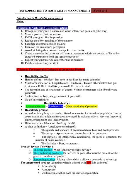 Introduction To Hospitality Management Introduction To Hospitality