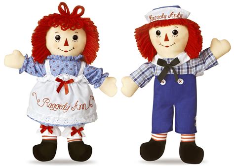 Raggedy Ann Andy Dolls By Aurora Button Eyes