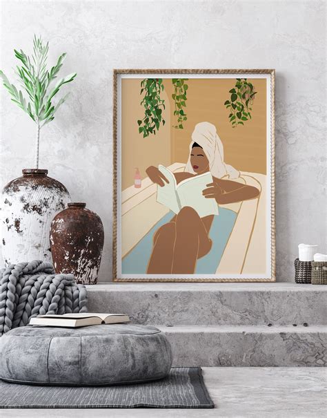 Bathroom Wall Art Abstract Woman Art Bath Print Terracotta Etsy