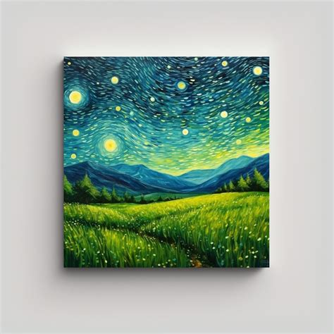 Cuadro Decorativo Equilibrado Verano Cielo Estrellado Verde Estilo Van