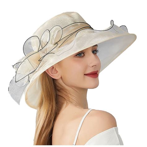 Womens Summer Dress Hat Wide Leaf Flower Bridal Shower Hat Sun Hats