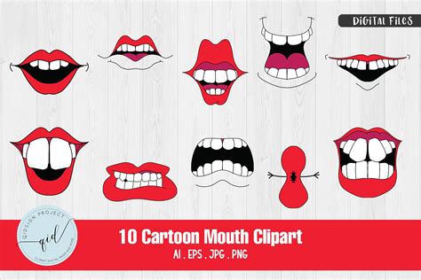 Cartoon Mouth Clipart 10 Variations