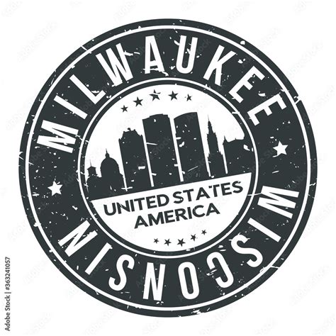 Milwaukee Wisconsin USA Stamp Logo Icon Skyline Silhouette Symbol Round ...