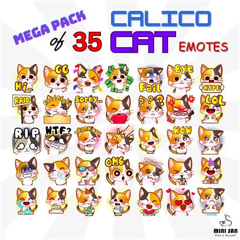 Calico Cat Emotes Pack Twitch Emotes Pack Discord Emotes Pack