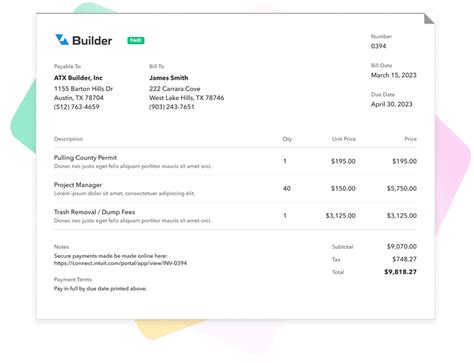 Construction Invoice Template | BuildBook