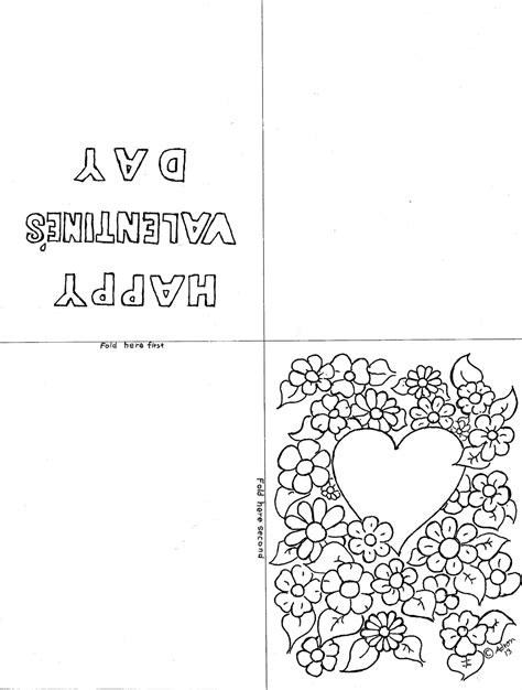 Foldable Printable Valentines Day Cards To Color