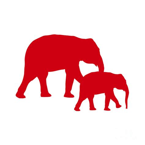 Elephants In Red And White Digital Art By Jackie Farnsworth Pixels