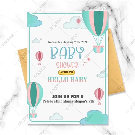 Invitación De Baby Shower Pintado Colorido Globo De Aire Caliente De