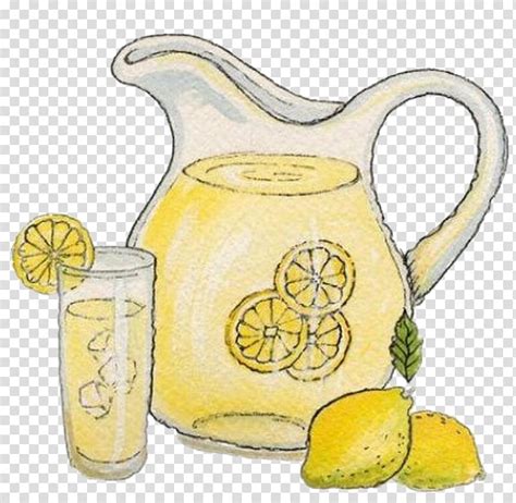 Lemon Drawing Lemonade Fizzy Drinks Juice Food Pitcher Jug