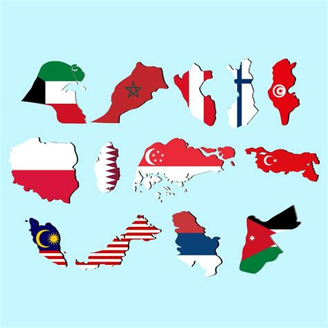 Set Of Country Map With Flag 25745479 Vector Art at Vecteezy