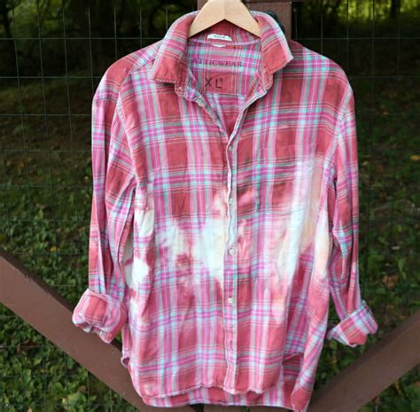 Pink Distressed Bleached Flannel Shirt Wedding Party T Etsy