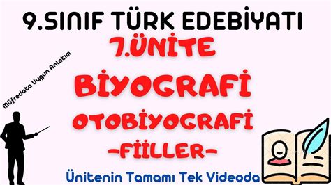 Sinif T Rk Edeb Yati N Te B Yograf Otob Yograf F Ller Pdf Youtube