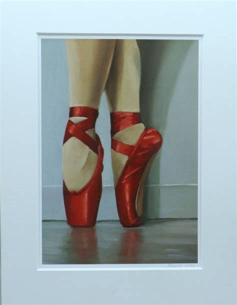 Red Ballet Feet On Point Ballerina Dancer Painting Print Etsy