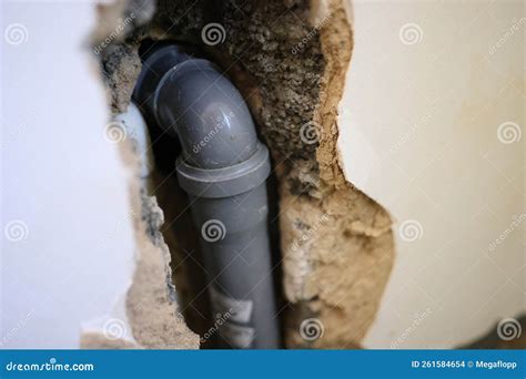 Water and Drain Pipe Installation in Wall. Stock Photo - Image of ...